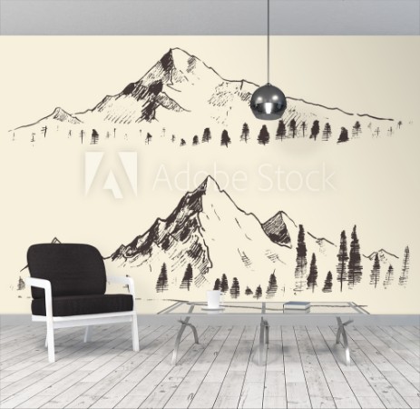 Picture of Mountains sketch contours engraving drawn vector